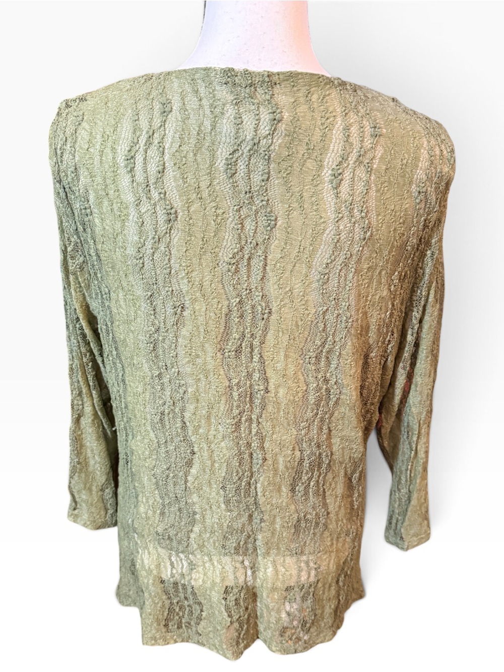 Venezia V-Neck Textured Olive Green Women's Top, 14/16 - Picture 3 of 12